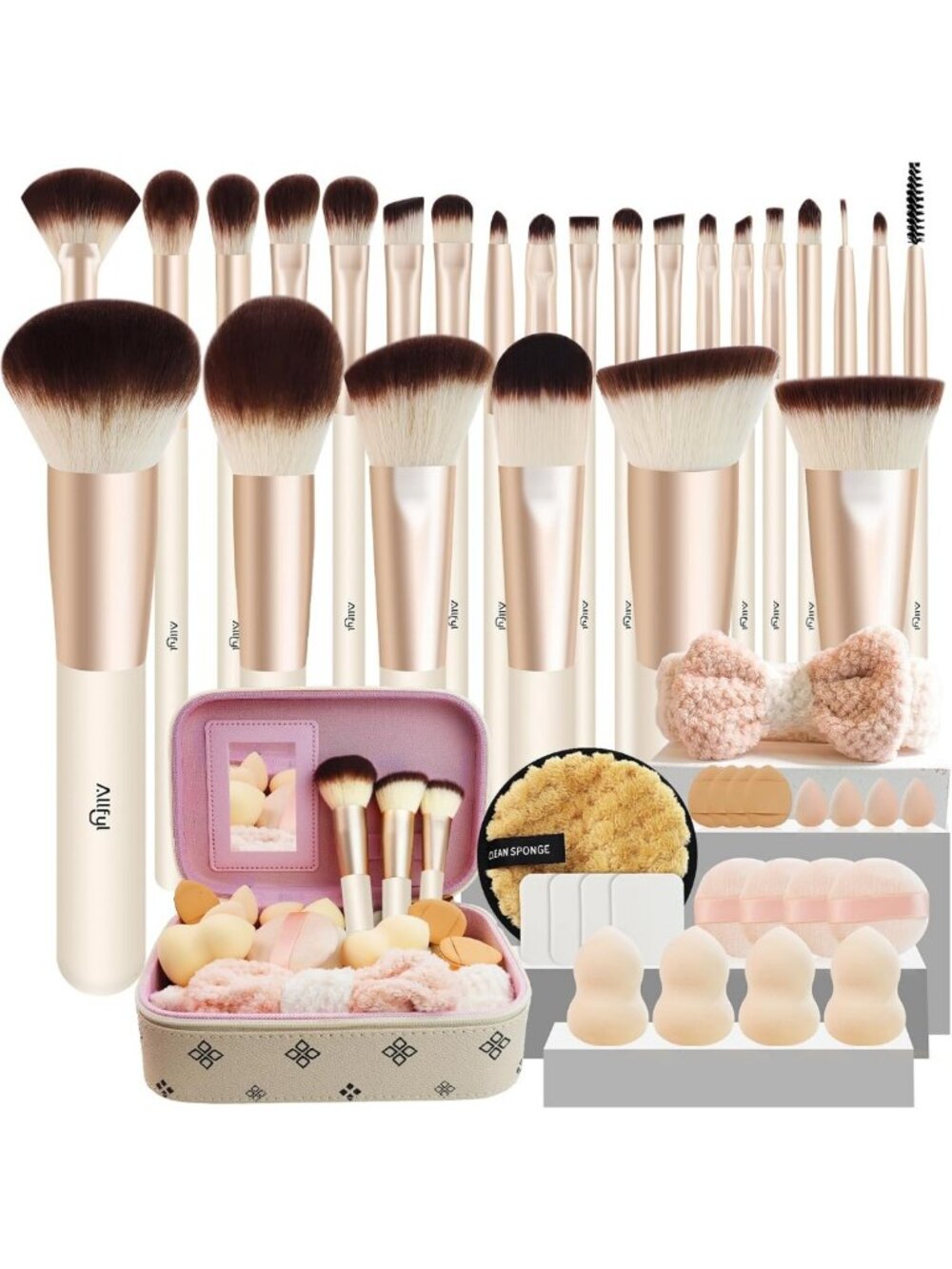 49 Pcs Professional Makeup Brush Set with Leather Case - Complete Cosmetic Tools